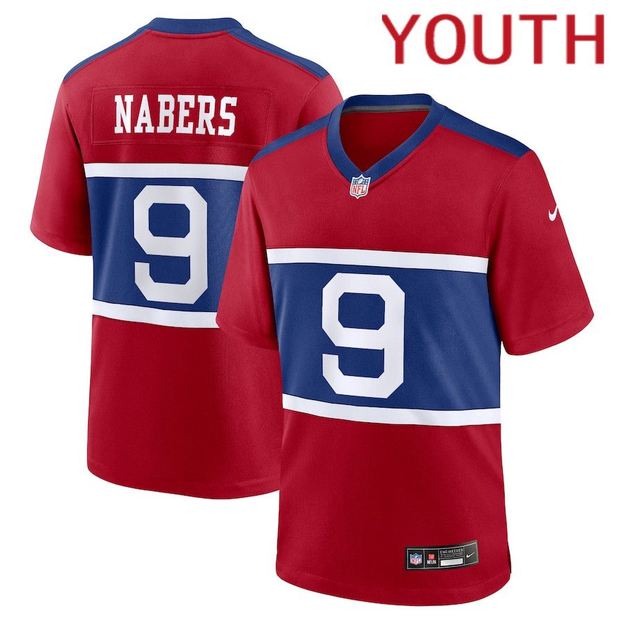 Youth New York Giants #9 Malik Nabers Nike Century Red Alternate Player Game NFL Jersey